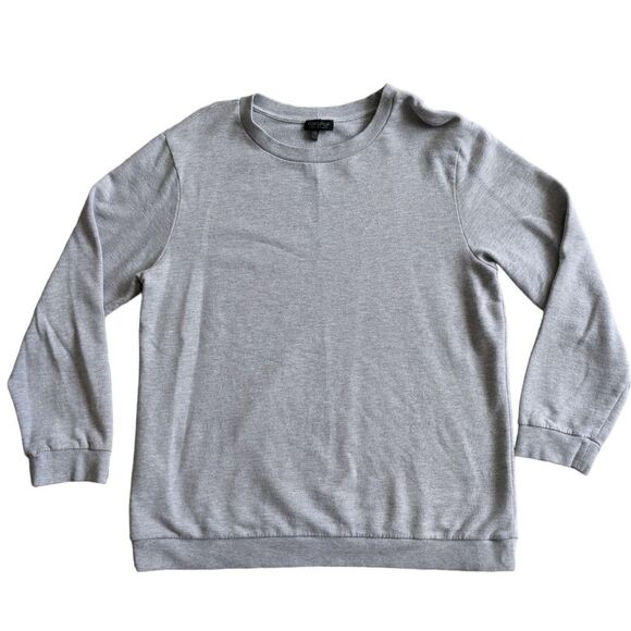 Women's Grey Topshop crew sweatshirt/ sweater basic solid color L casual size 10 - Picture 1 of 3